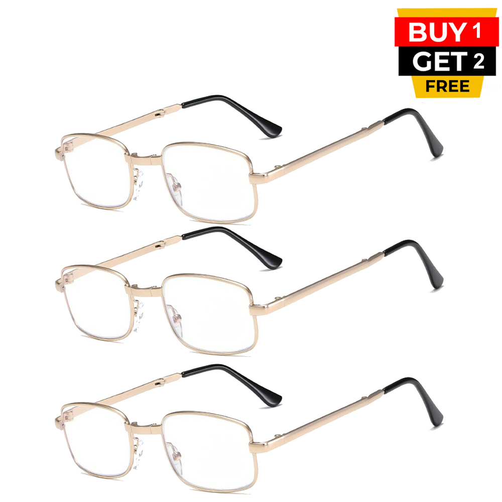 Metal Golden Foldable Adaptive One Power Reading Glasses (3MGFRG)