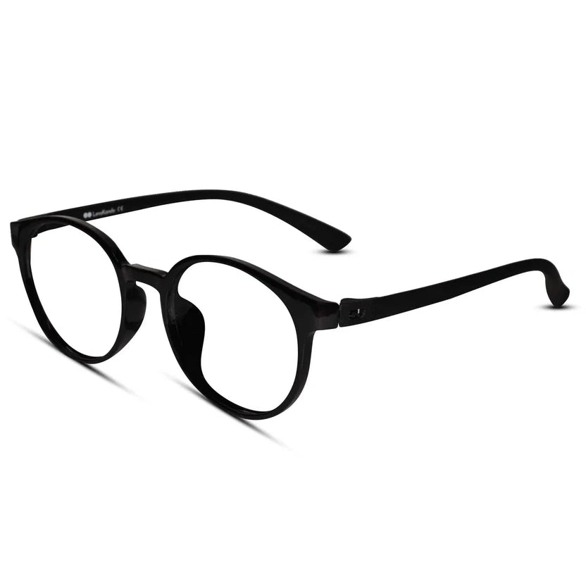 Round Full Rim Matt-Black Eyeglasses For Men & Women LKE7135-BLK