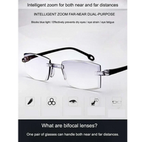 Bi-Focal Rimless Adaptive Intelligent Zoom Reading  Glasses (1BFRG)