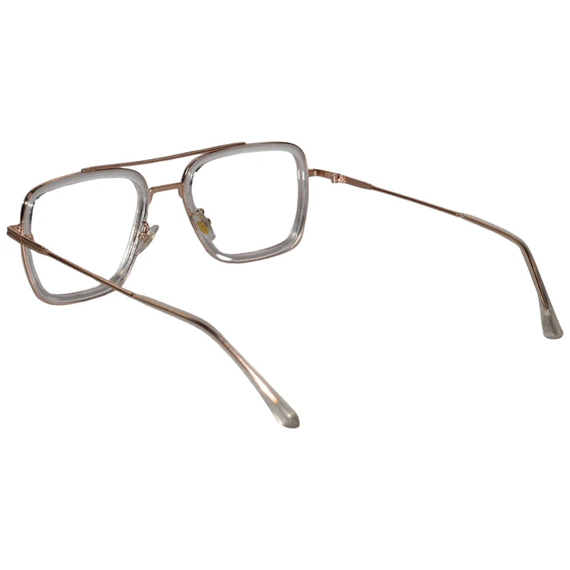 Transparent Gold Full Rim Rectangular Eyeglasses For Men LKE2229-TRANS GLD