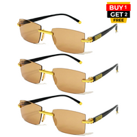 Brown Tint Bifocal Rimless Reading Glasses -3BBFTG