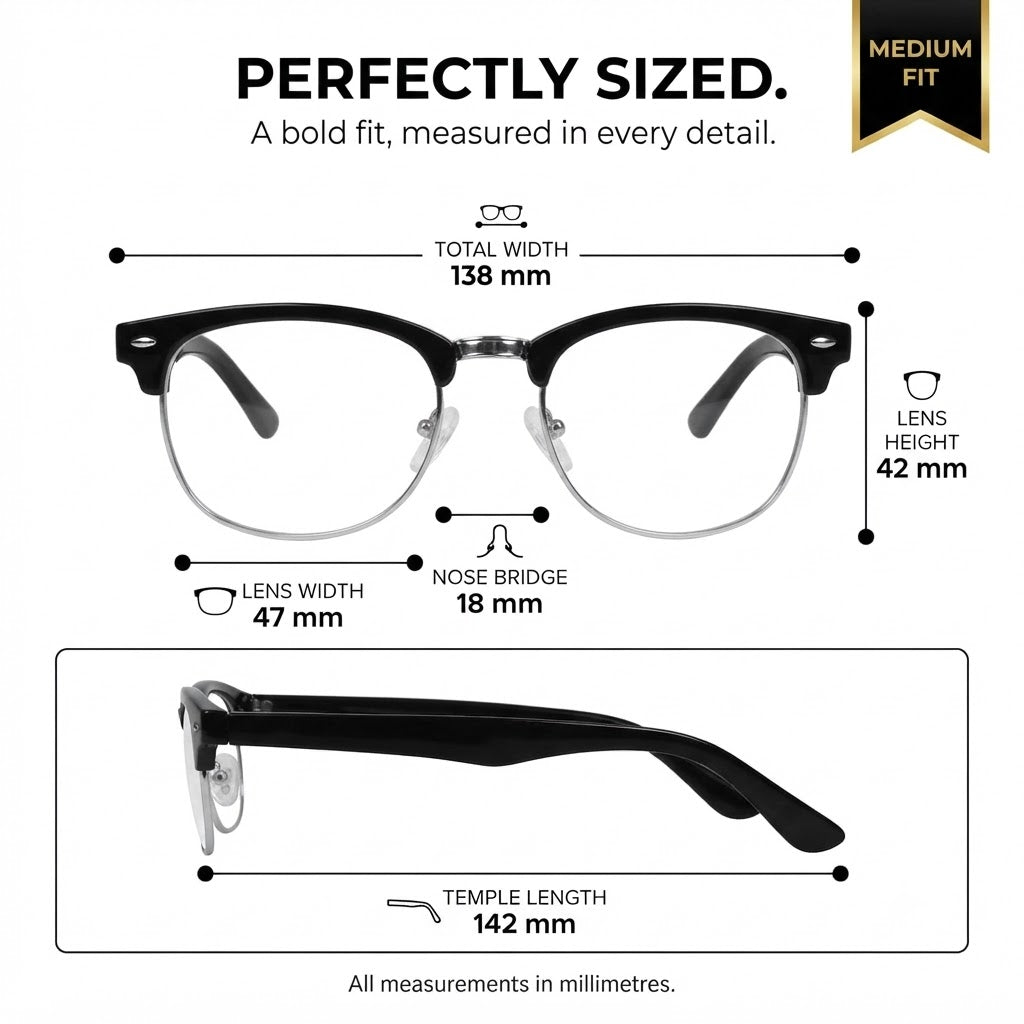 Designer Black Clubmaster Intelligent Zoom Bifocal Reading Glasses with FREE Photochromatic Reading Glasses (2PGCMBF01)