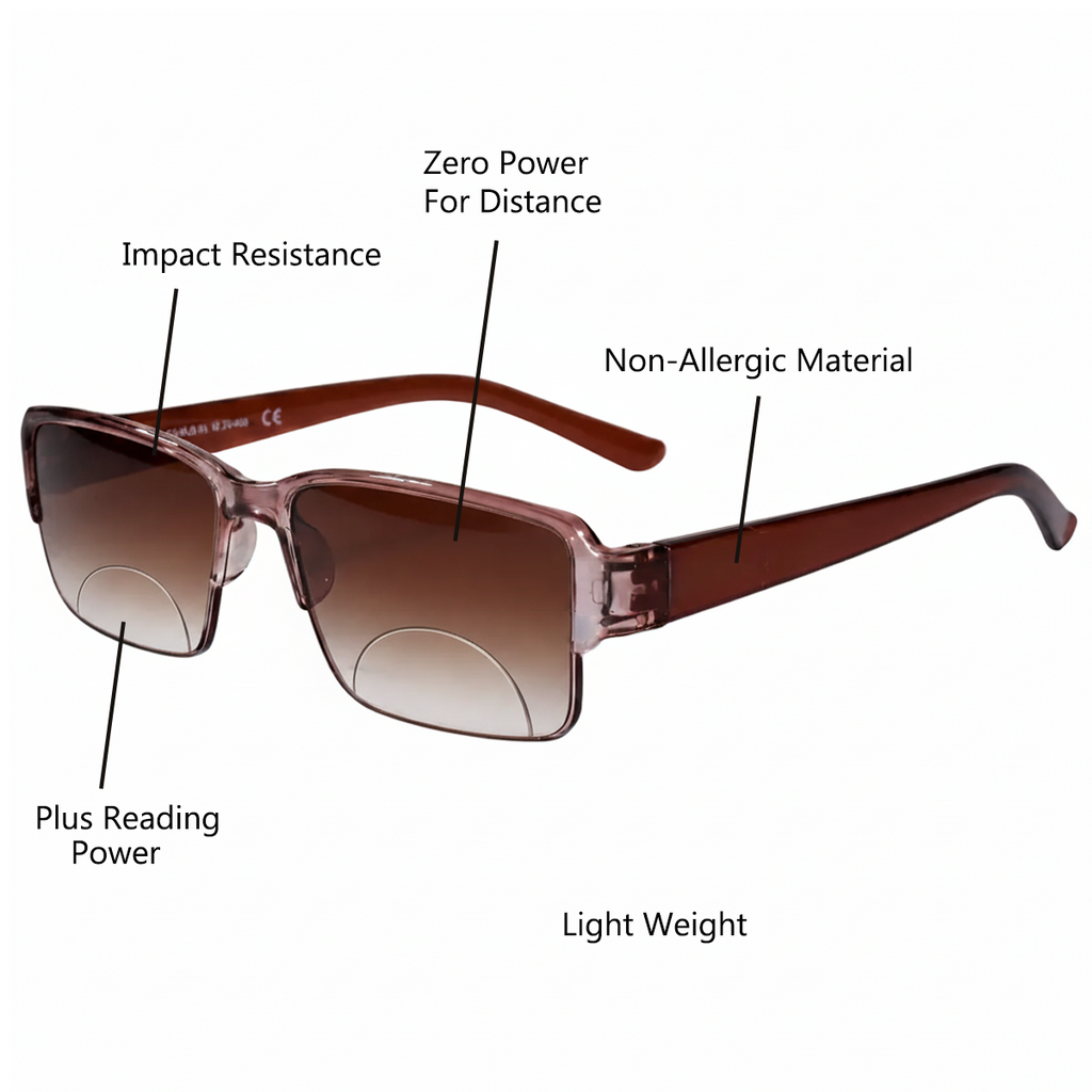 Bi-Focal Brown  Frame Flexible One Power Reading Glasses - 2RCKT