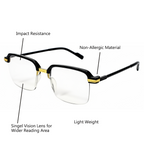 Stylish Black Golden Reading glasses For Men and Women -3GBRG
