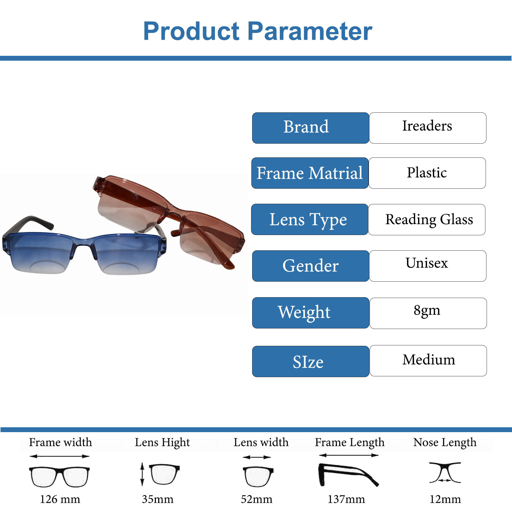Bifocal Tint Intelligent Zoom Adaptive Reading Glasses - (2BFRC)