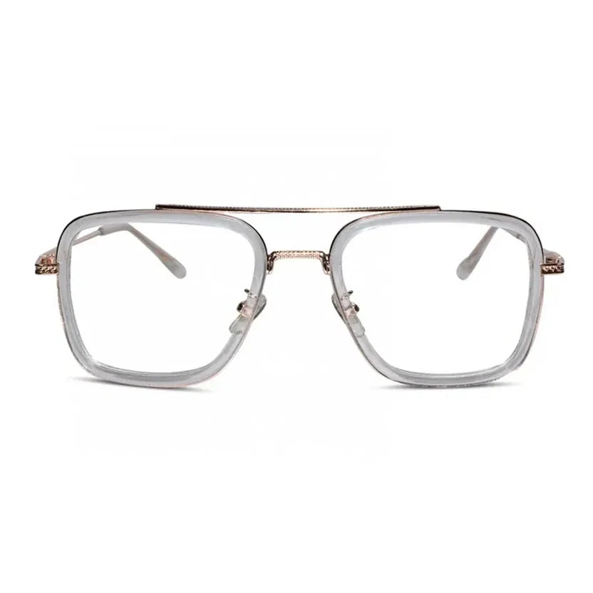 Transparent Gold Full Rim Rectangular Eyeglasses For Men LKE2229-TRANS GLD