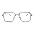 Transparent Gold Full Rim Rectangular Eyeglasses For Men LKE2229-TRANS GLD