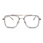 Transparent Gold Full Rim Rectangular Reading Glasses For Men LKE2229-TRANS GLD