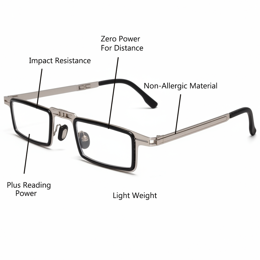 Metal Foldable One Power Intelligent Zoom Glasses (2MFRG)