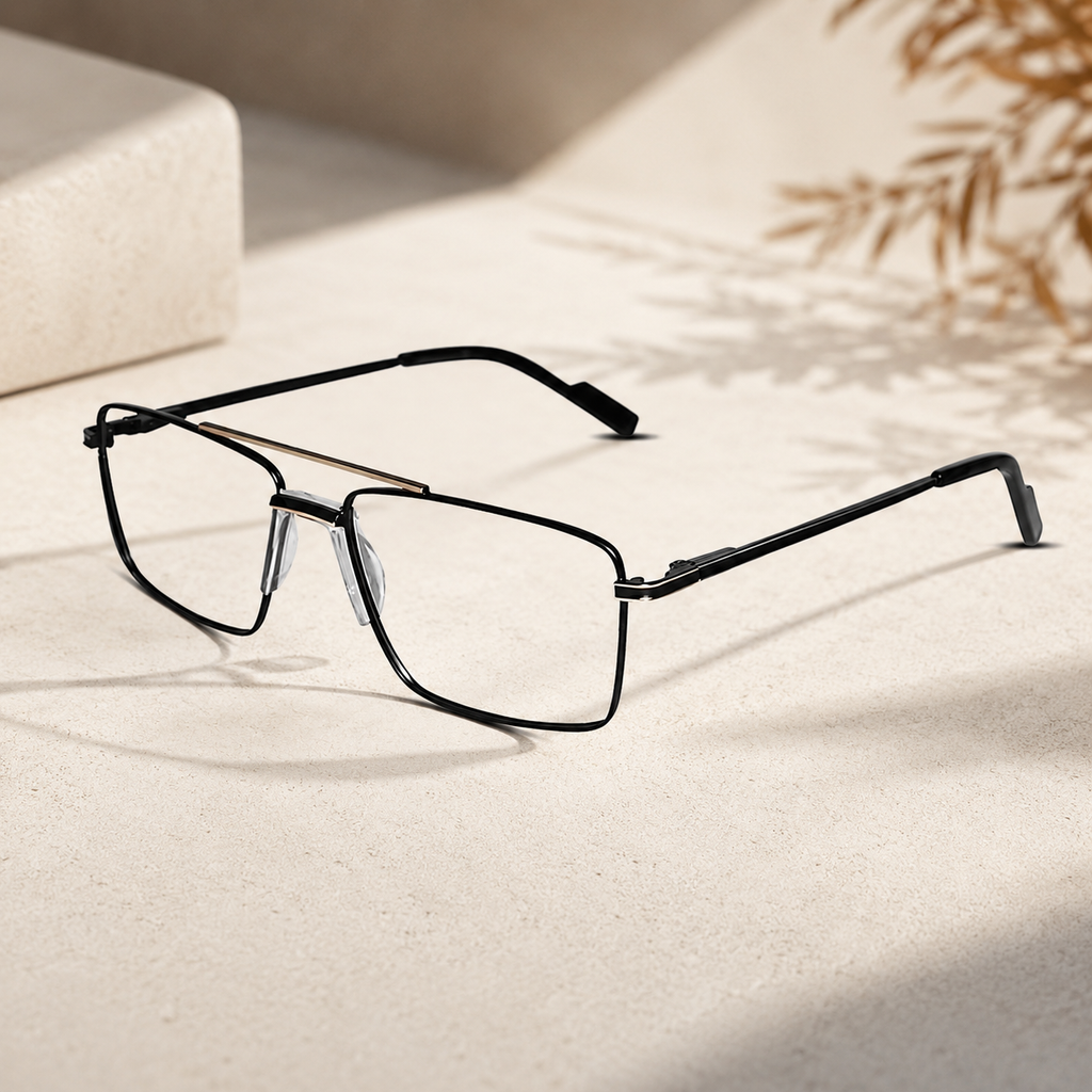 Gold Rectangular Antiglare Computer Glasses For Men ELE6008-GOLD