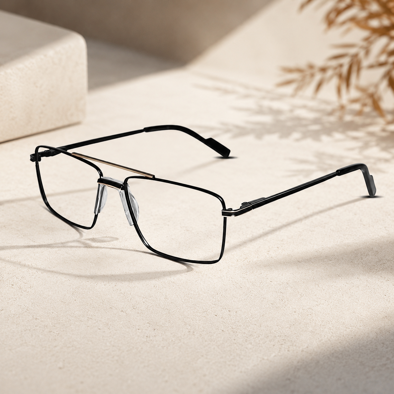 Gold Rectangular Antiglare Computer Glasses For Men ELE6008-GOLD