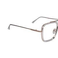 Transparent Gold Full Rim Rectangular Reading Glasses For Men LKE2229-TRANS GLD