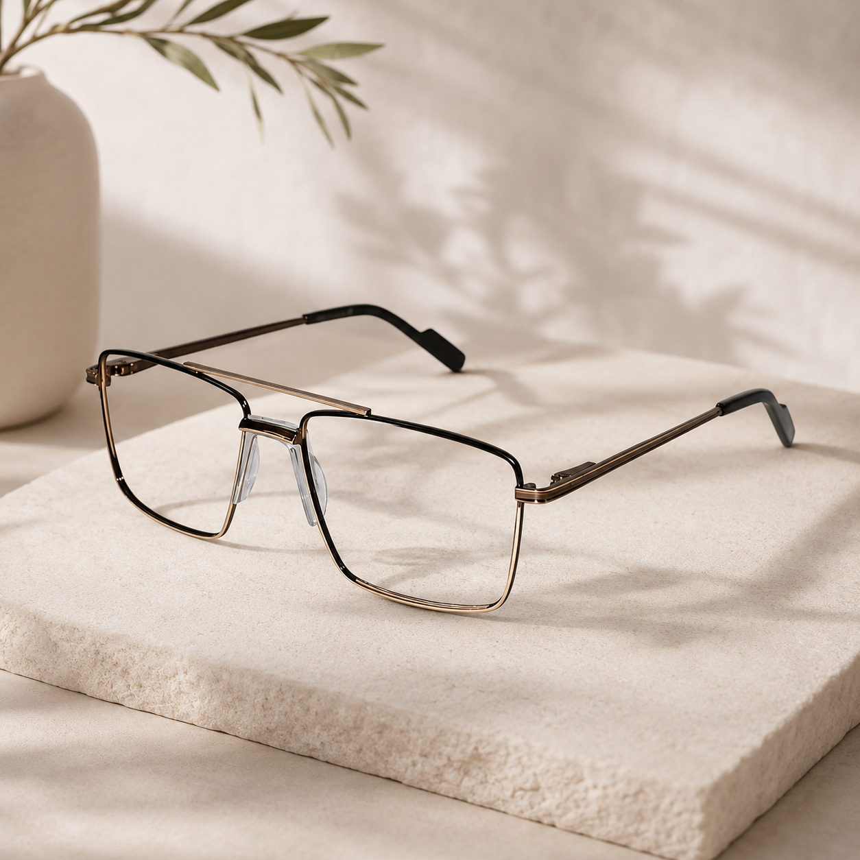 Gold Rectangular Antiglare Computer Glasses For Men ELE6008-GOLD