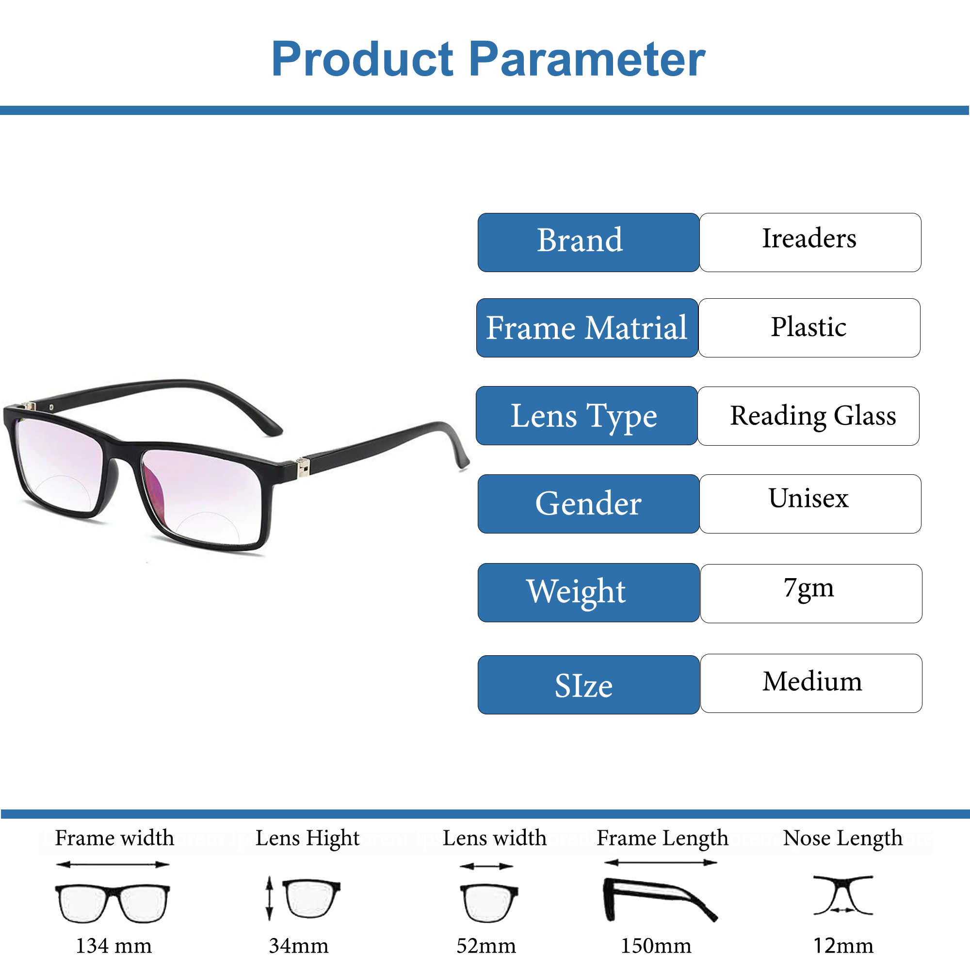 Bi-Focal Crystal Clear Full frame Intelligent Zoom Reading Glasses(1BFRG1)