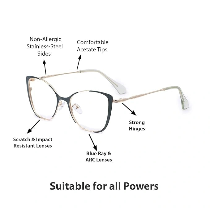 Green Cateye Eyeglasses for women LKE0002-GRN