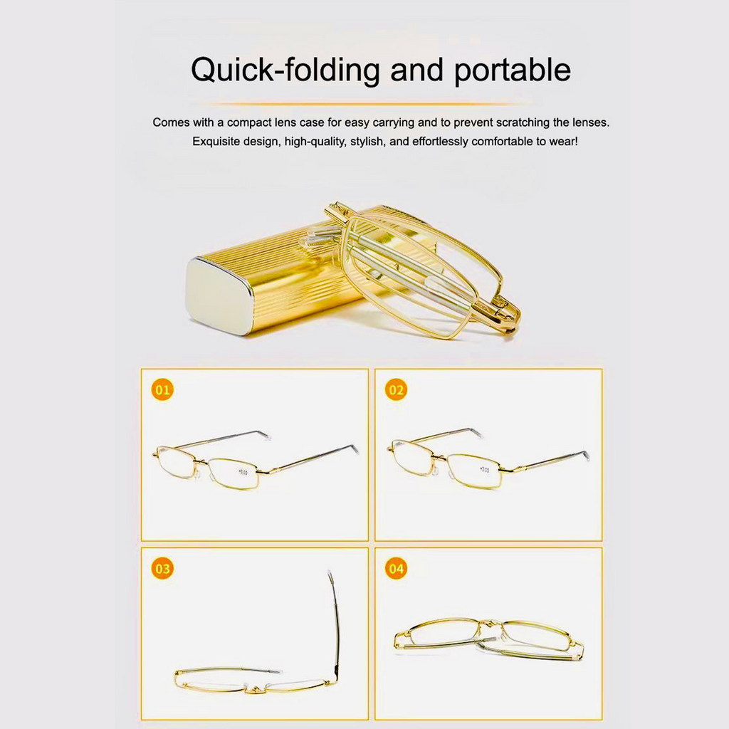Metal Foldable Golden One Power Zoom Reading Glasses(2MFRG)
