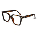 Oversize White Designer Square Eyeglasses For Women LKE23044-Black