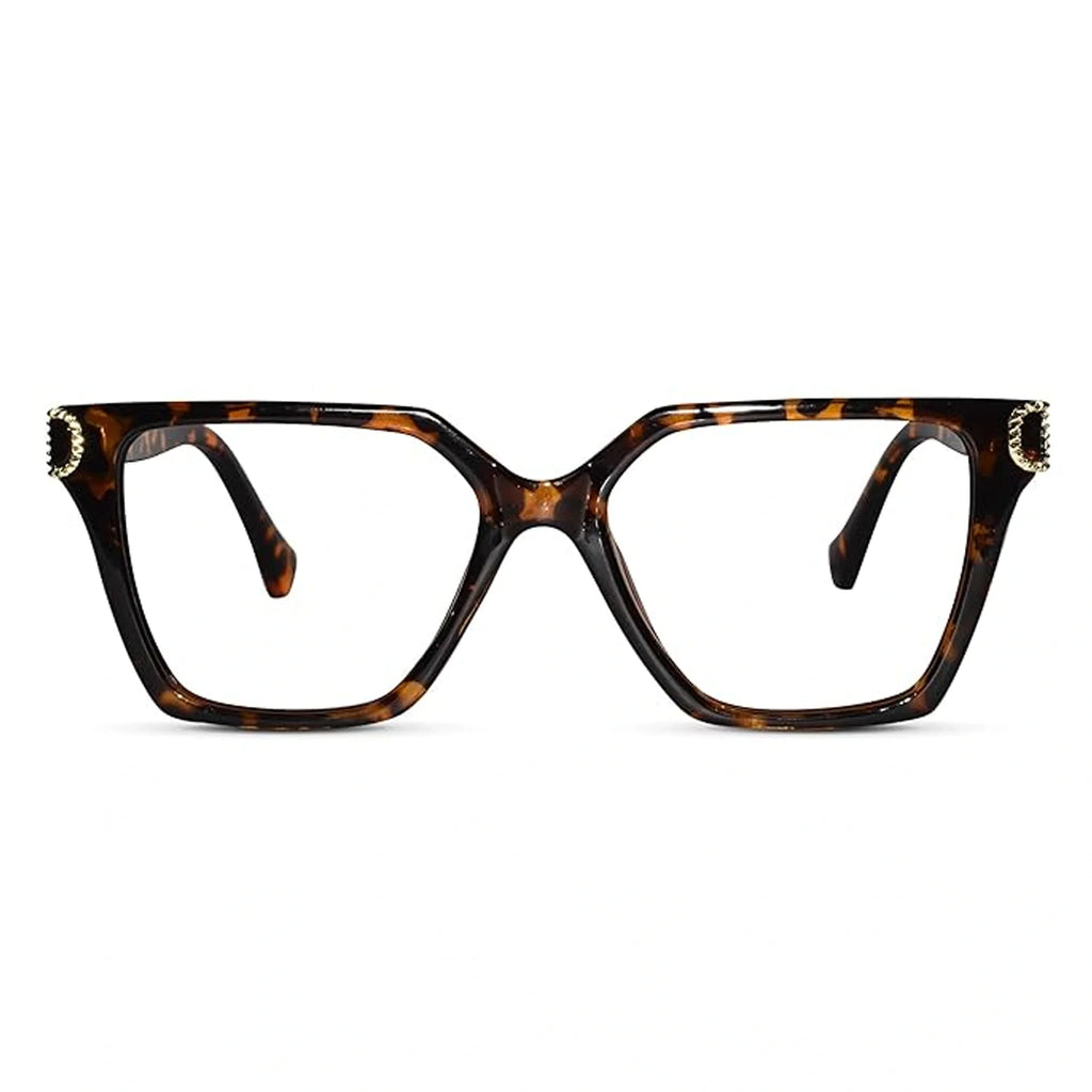 Oversize White Designer Square Eyeglasses For Women LKE23044-Black