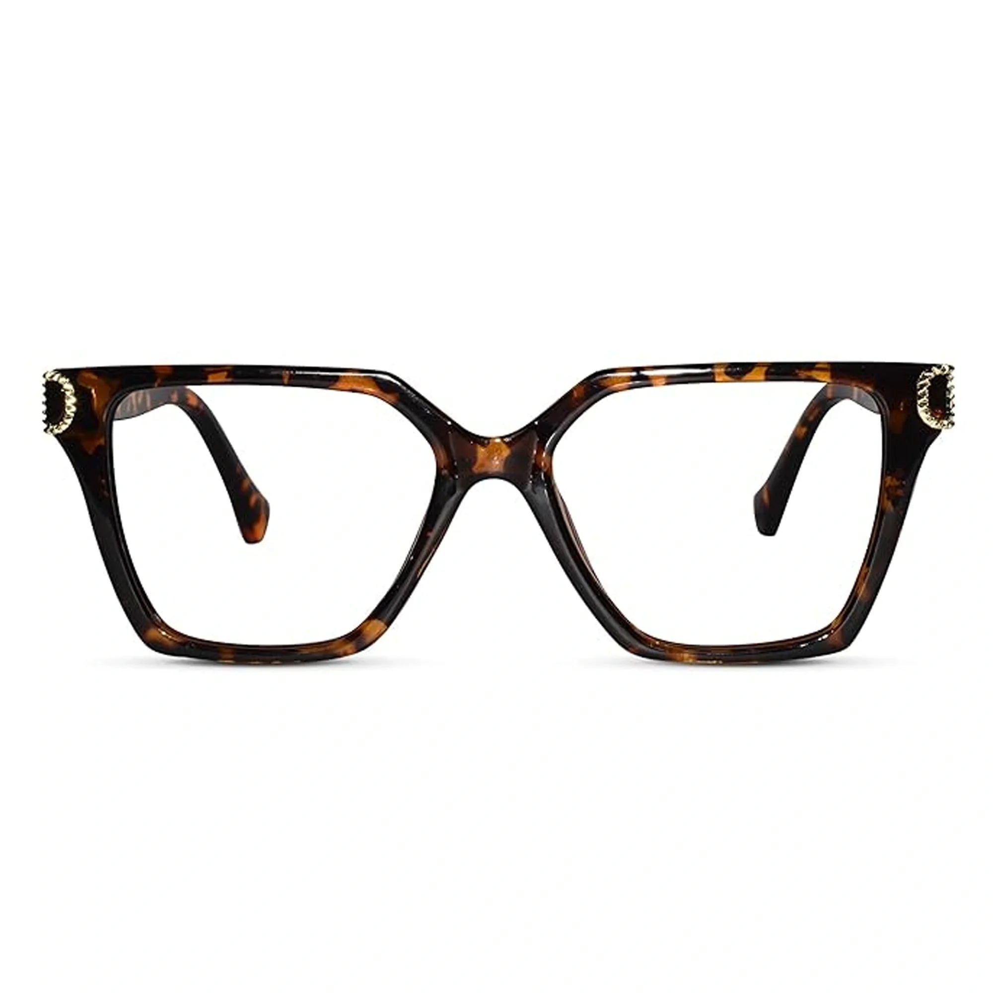 Oversize White Designer Square Eyeglasses For Women LKE23044-Black