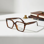 Oversize White Designer Square Eyeglasses For Women LKE23044-Black