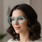 Oversize Square Animal Print Eyeglasses For Women LKE9132-BRN