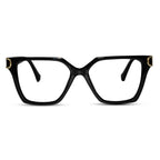 Oversize White Designer Square Eyeglasses For Women LKE23044-Black