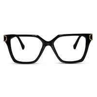 Oversize White Designer Square Eyeglasses For Women LKE23044-Black