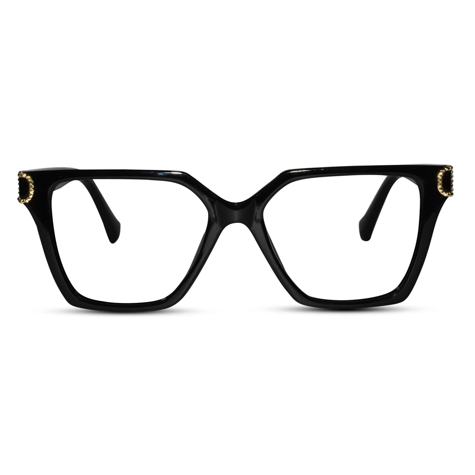 Oversize White Designer Square Eyeglasses For Women LKE23044-Black