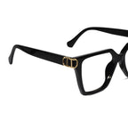 Oversize White Designer Square Eyeglasses For Women LKE23044-Black