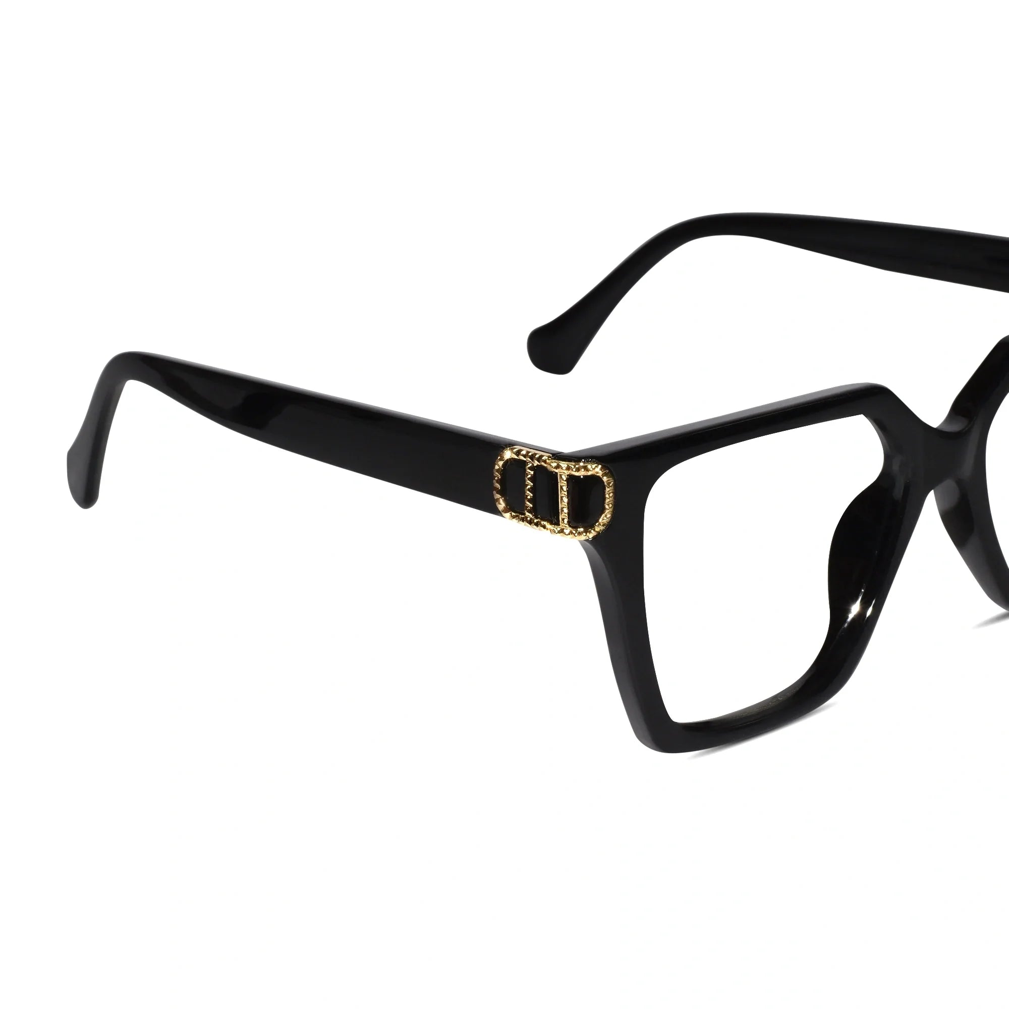 Oversize White Designer Square Eyeglasses For Women LKE23044-Black