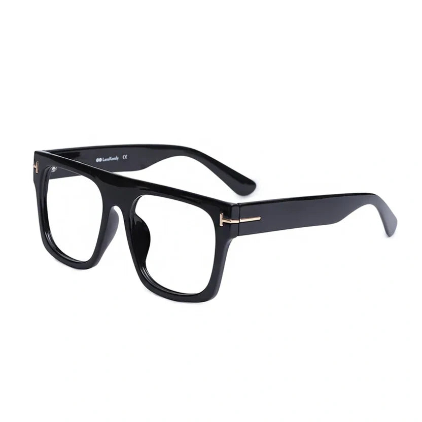 Bold Designer Wayfarer Black Full Rim Eyeglasses For Men & Women LKE95167-BLK