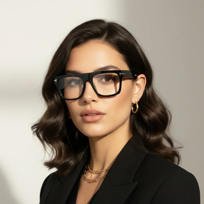 Bold Designer Wayfarer Black Full Rim Eyeglasses For Men & Women LKE95167-BLK