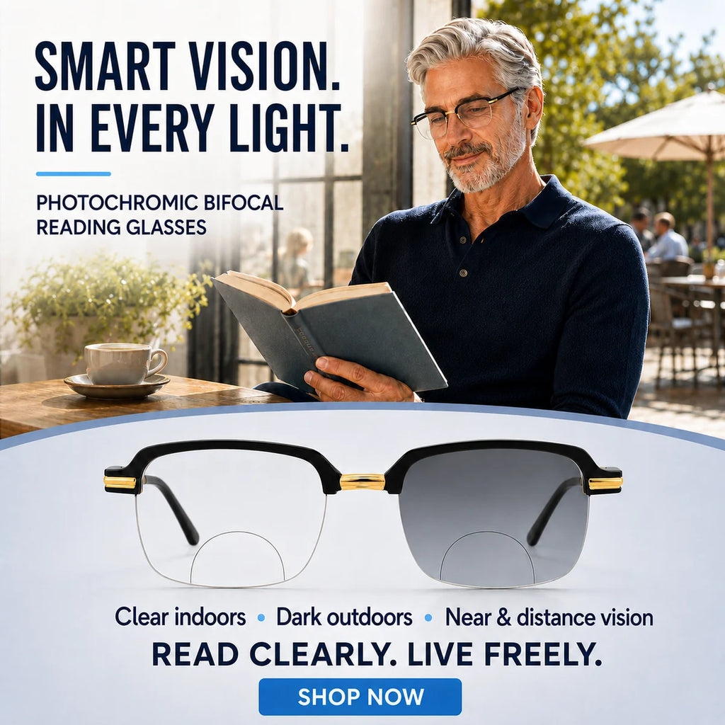 Stylish Black Golden Phothochromatic Bifocal Reading glasses For Men and Women -2PGBRG