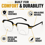 Stylish Black Golden Bifocal Reading glasses For Men and Women -3GBRG2