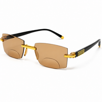 Brown Tint Bifocal Rimless Reading Glasses -3BBFTG