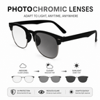Designer Black Clubmaster Intelligent Zoom Bifocal Reading Glasses with FREE Photochromatic Reading Glasses (2PGCMBF01)
