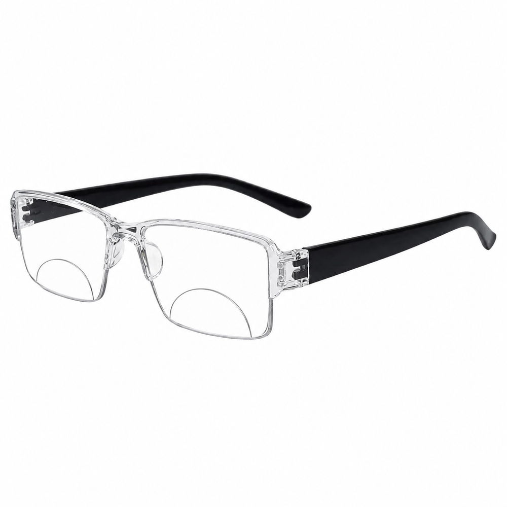 Bi-Focal Transparent  Frame Flexible Intelligent Zoom Reading Glasses - 1HFCL-CLEAR