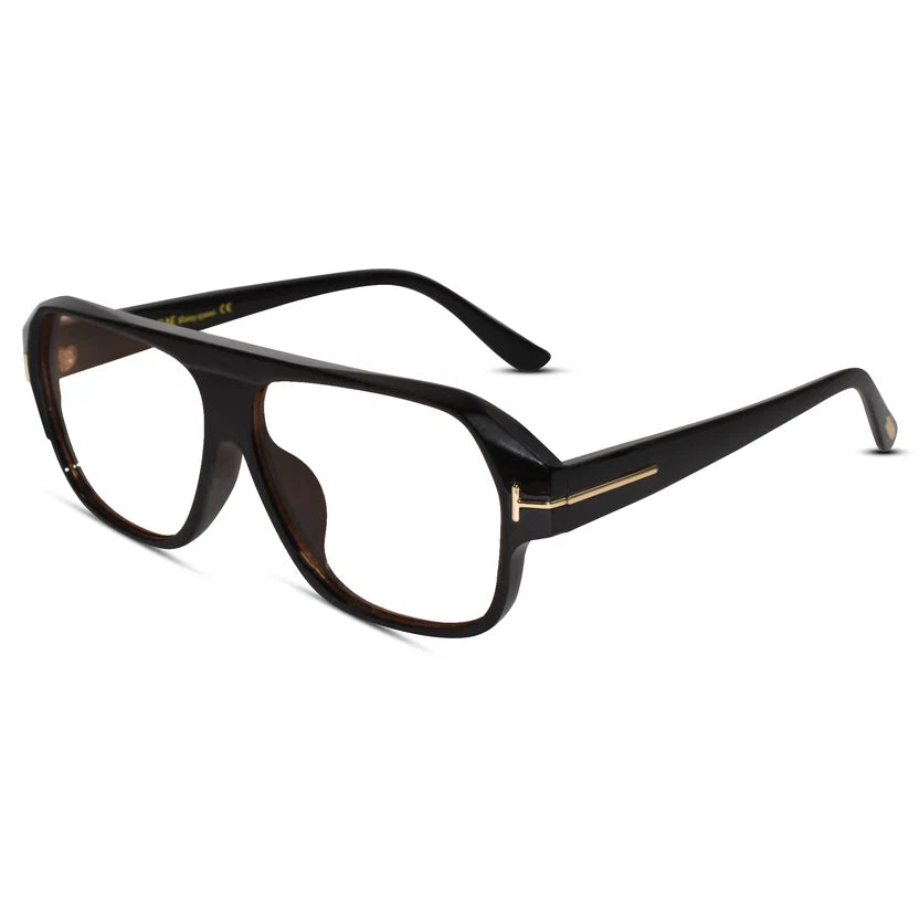 Designer Black Retro Rectangular Eyeglasses For Men ELE100-BLK