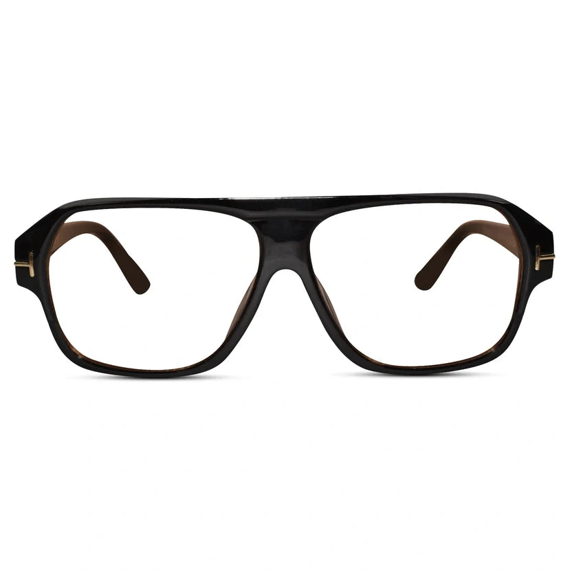 Designer Black Retro Rectangular Eyeglasses For Men ELE100-BLK
