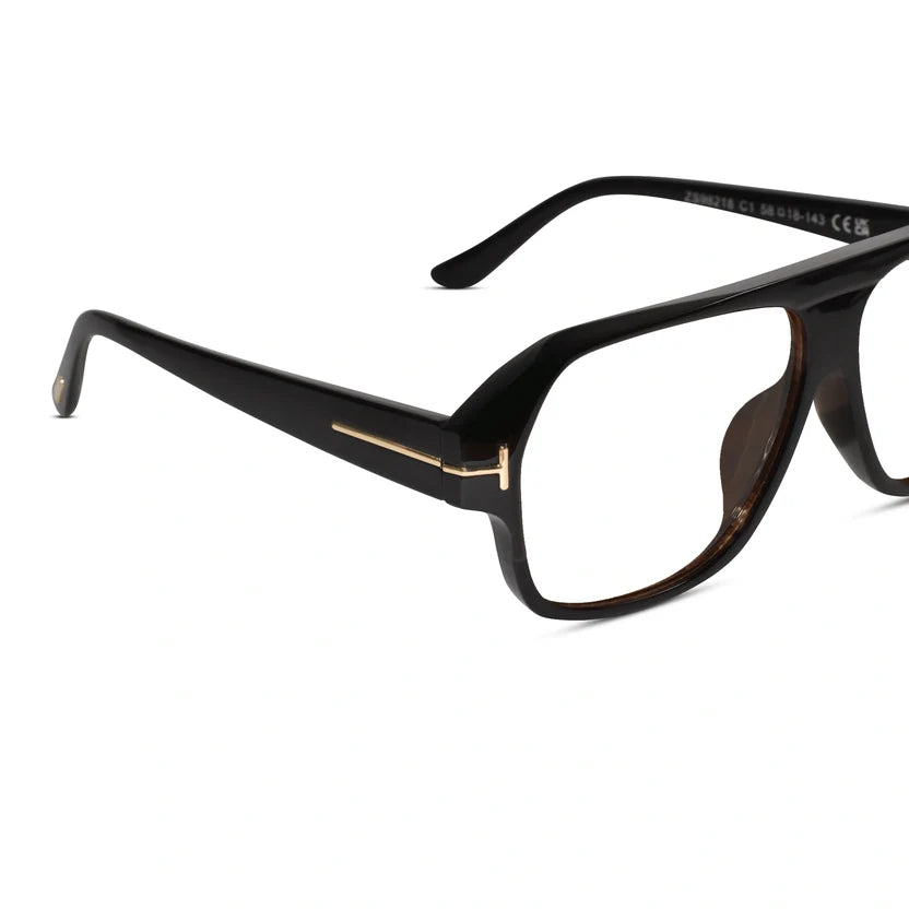 Designer Black Retro Rectangular Eyeglasses For Men ELE100-BLK