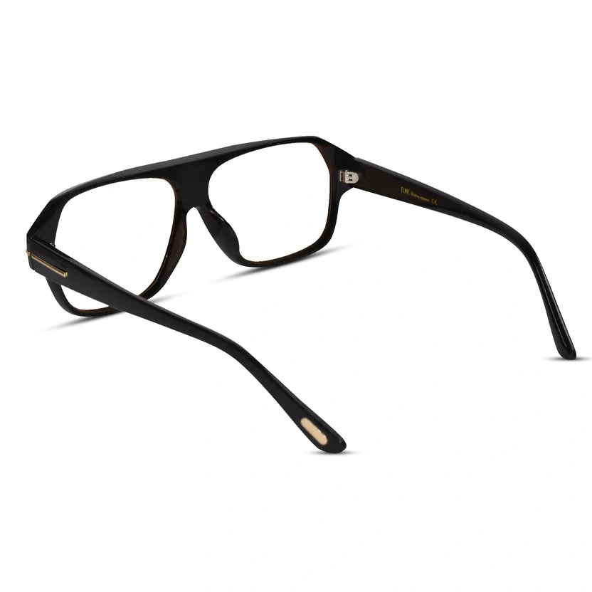 Designer Black Retro Rectangular Eyeglasses For Men ELE100-BLK