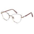 Gold-Pink Cateye Eyeglasses For Women LKE26074-PNK