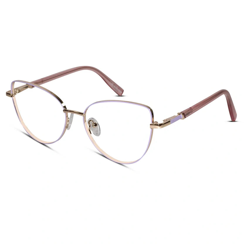 Gold-Pink Cateye Eyeglasses For Women LKE26074-PNK