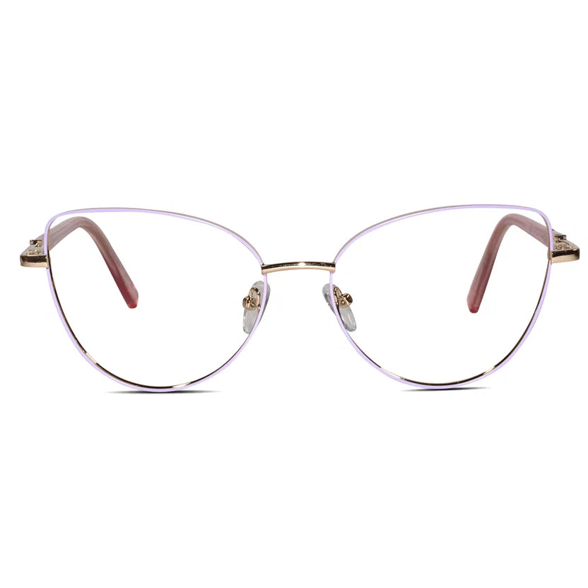 Gold-Pink Cateye Eyeglasses For Women LKE26074-PNK
