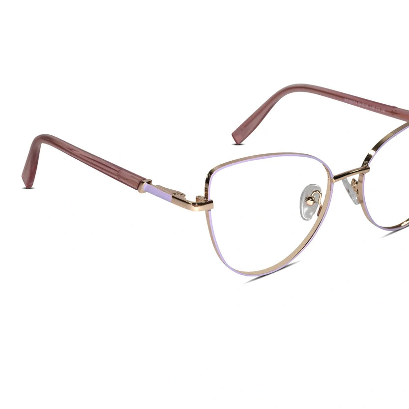 Gold-Pink Cateye Eyeglasses For Women LKE26074-PNK