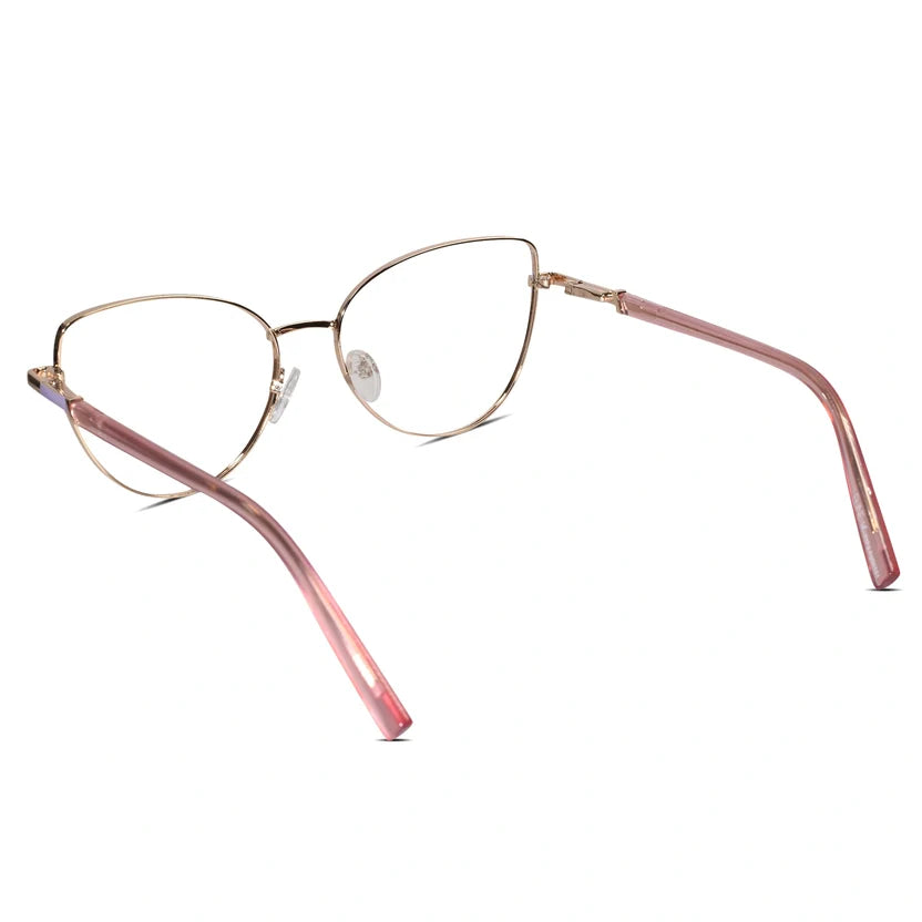 Gold-Pink Cateye Eyeglasses For Women LKE26074-PNK