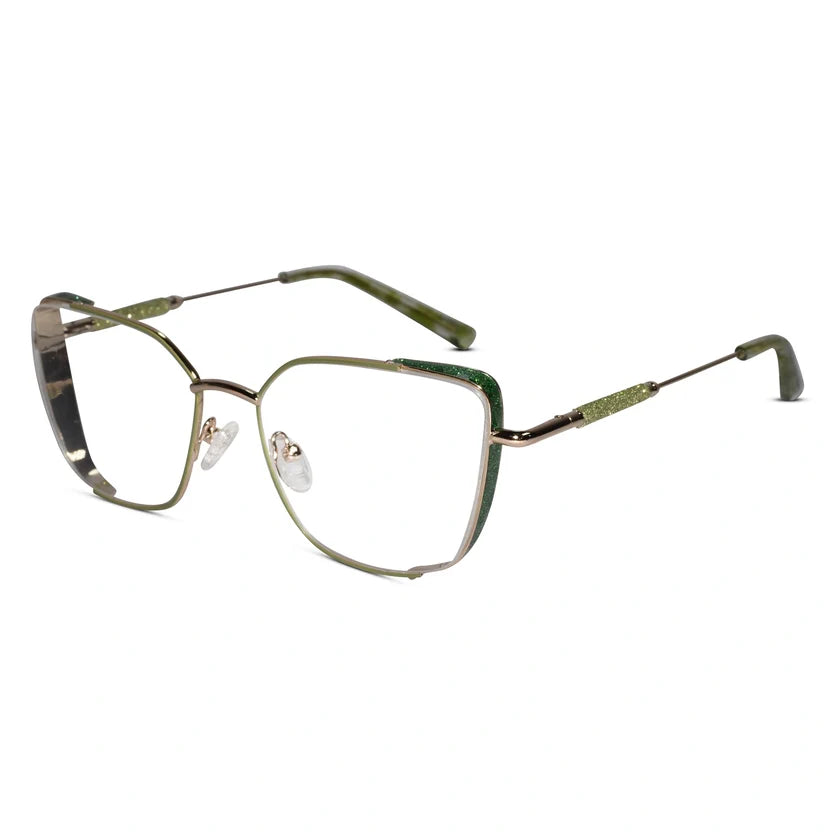 Green Designer Cateye Rimless Eyeglasses For Women ELE7022-GRN