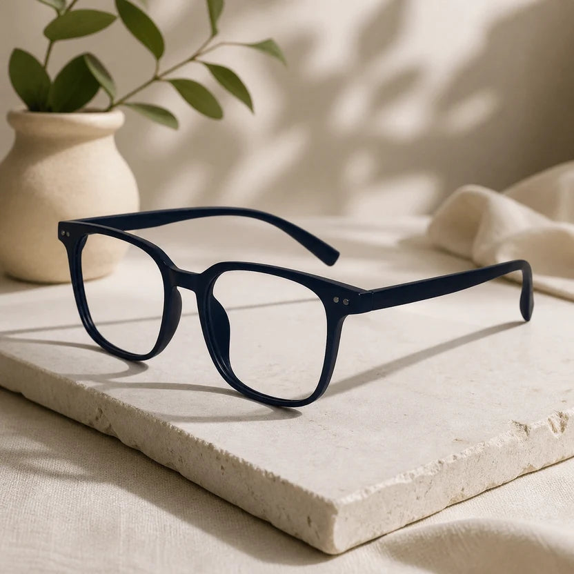Matt Blue Square Eyeglasses For Men & Women LKE28060-Blue