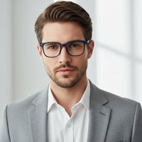 Matt Blue Square Eyeglasses For Men & Women LKE28060-Blue
