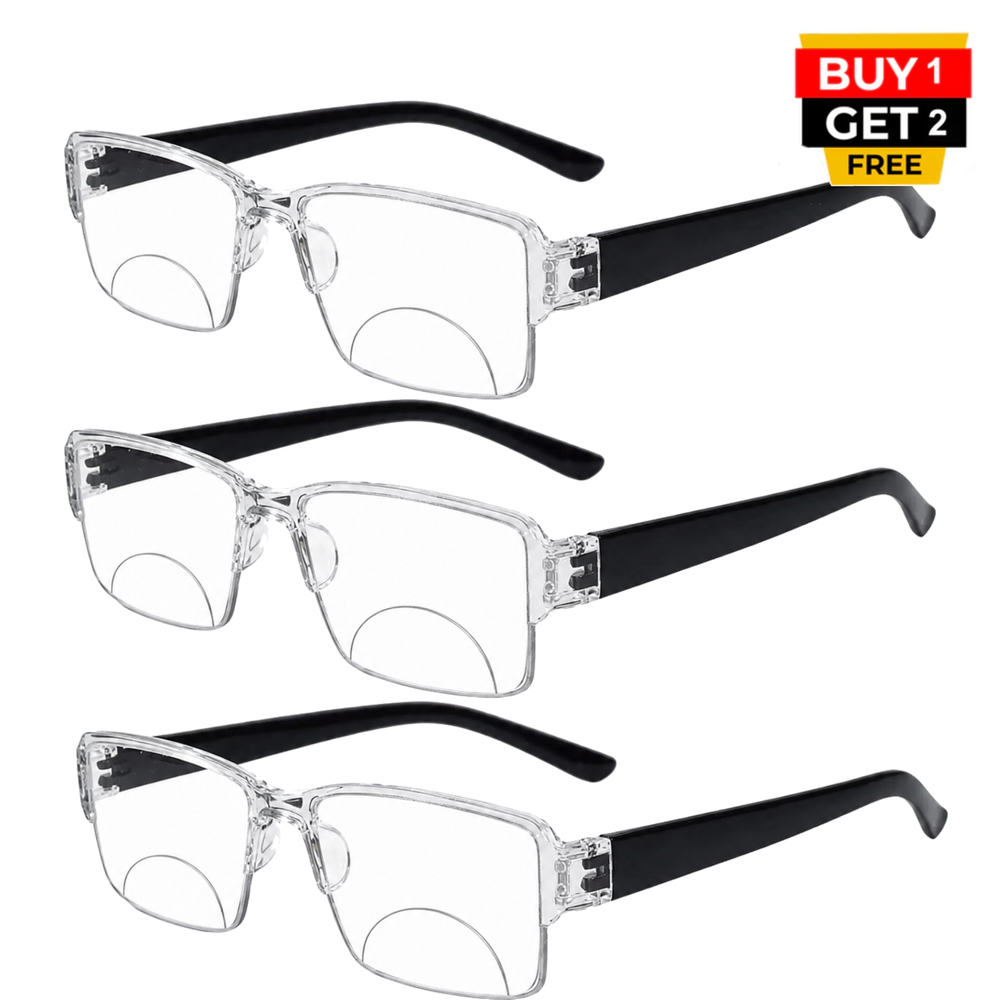 Bi-Focal Transparent Flexible Intelligent Zoom Reading Glasses- 3HFCL-CLEAR